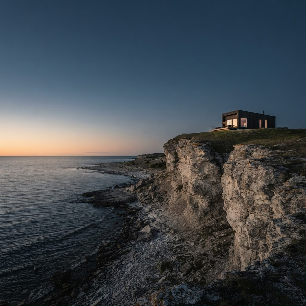 The rocky coast of Gotland at dusk